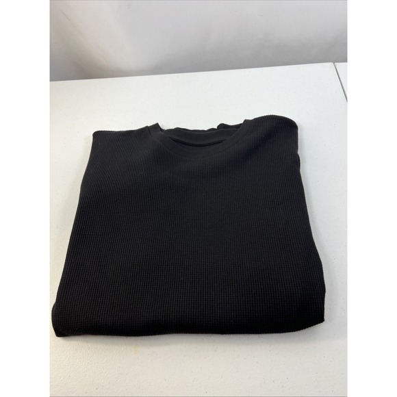 Linea Uomo Black Waffle Knit Thermal V-Neck Size XL - Picture 2 of 10